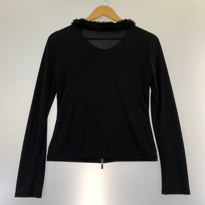 美品◆フォクシーニューヨーク カーディガン フェザーカラー 29042 ブラック レディース サイズ40 FOXEY NEWYORK 【AFB16】