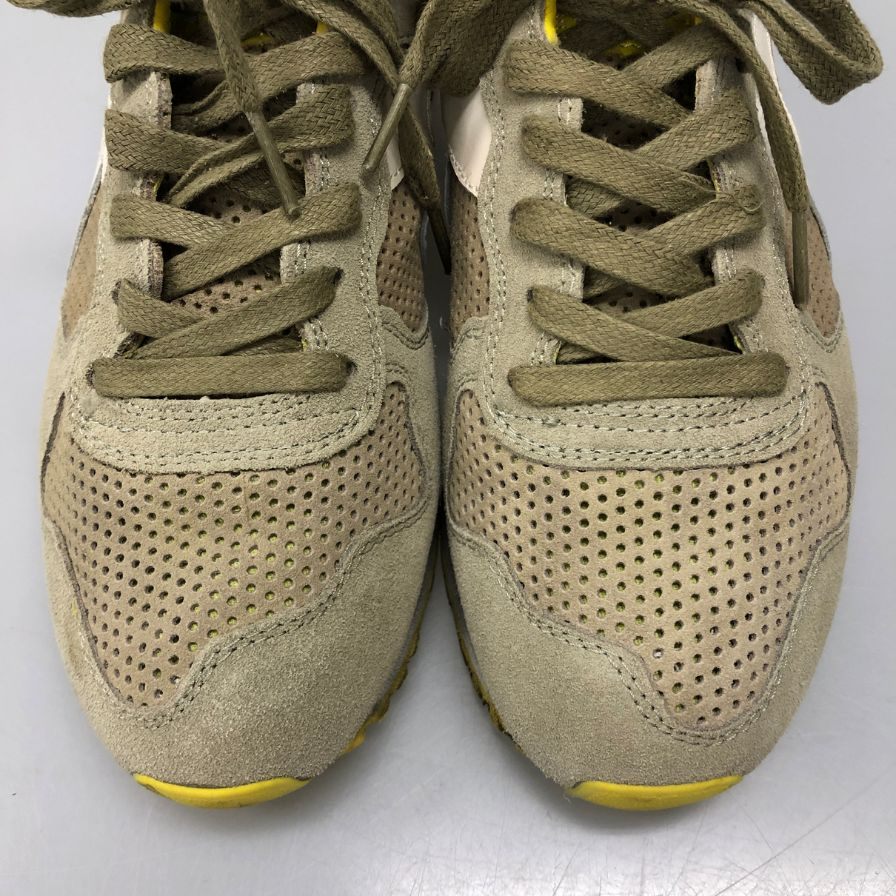 ディアドラ ヘリテージ トライデント カモ パーフォレーション スニーカー ナイロン メンズ ベージュ イエロー サイズUK7 diadora HERITAGE 約25.5cm【AFD15-2】