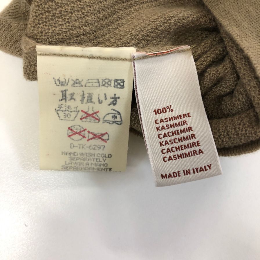 美品◆エルメネジルドゼニア ポロシャツ ニット カシミヤ100% ベージュ系 サイズ50 メンズ Ermenegildo Zegna 【AFB41】