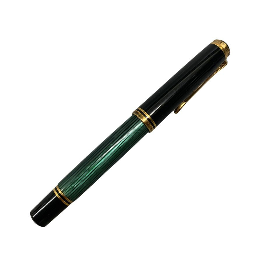 ペリカン 万年筆  スーベレーン グリーンストライプ 14C-585 M 中字 中古◇ペリカン 万年筆 スーベレーン ペン先14C-585 緑 縞