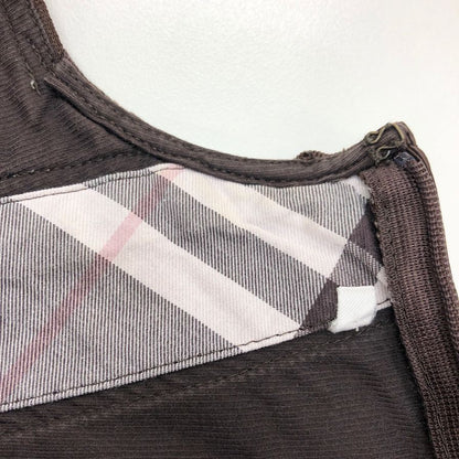 中古◆バーバリー ブルーレーベル チュニック 半袖 コットン 刺繍 ワンピース カットソー ブラウン レディース サイズ38 Burberry Blue label 【AFB6】