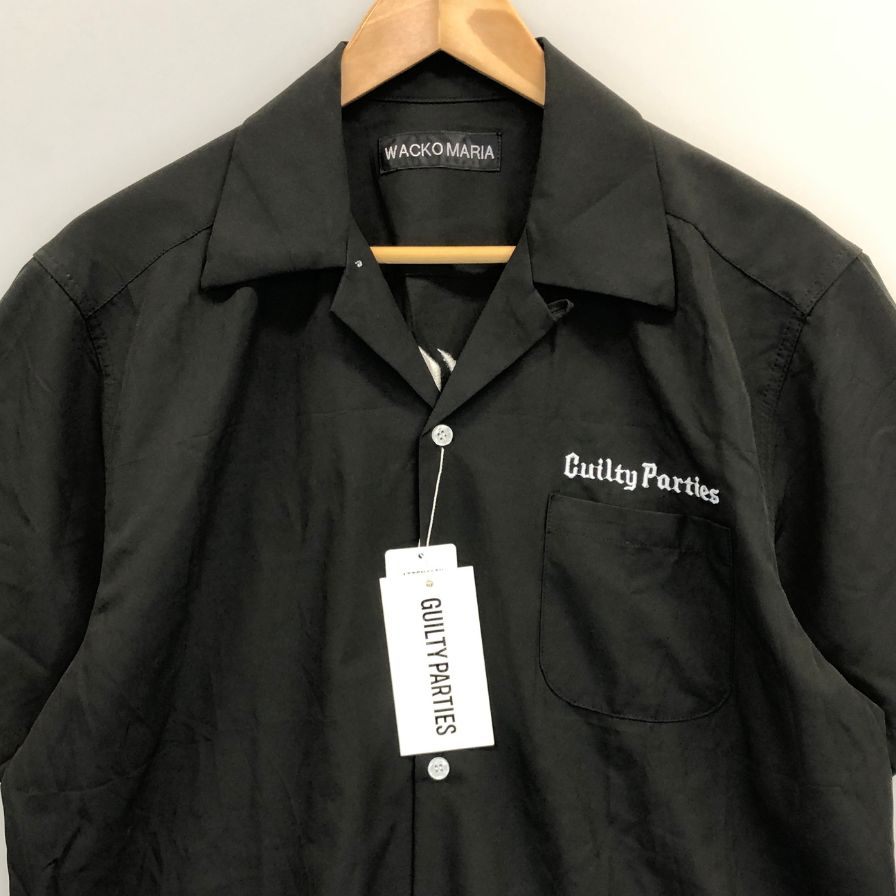 新品同様◆ワコマリア オープンカラーシャツ ブラック メンズ サイズM WACKO MARIA 【AFB39】