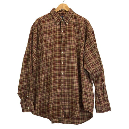 美品◆ポロ ラルフローレン 90S ボタンダウンシャツ BLAKE チェック レッド×ブラウン メンズ サイズXL Polo Ralph Lauren 【AFB10】