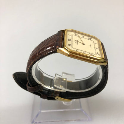 オメガ クオーツ時計 591.0272.1 デビル 白文字盤 非純正ベルト 純正尾錠 不動品 メンズ OMEGA【AFB55】