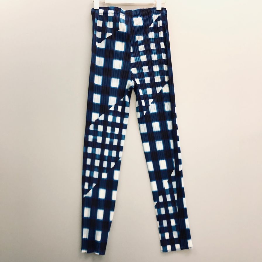 プリーツプリーズ イッセイミヤケ PP11-JF744 チェック パンツ ブルー系 サイズ4 PLEATS PLEASE 【AFB10】
