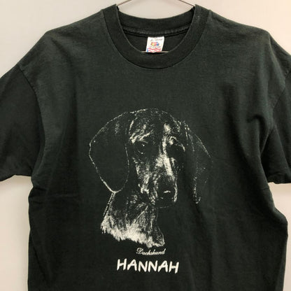 中古◆フルーツオブザルーム 半袖Tシャツ 90S ダックスフンド USA製 ブラック メンズ サイズL FRUIT OF THE LOOM 【AFB43】