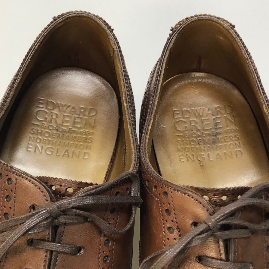 エドワードグリーン レザーシューズ セミブローグ カドガン 202ラスト ブラウン UK9.5E EDWARD GREEN CADOGAN ビジネスシューズ 約28.5cm【LA】【中古】