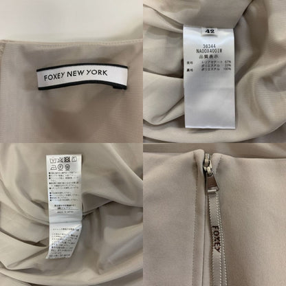 極美品◆フォクシーニューヨーク ノースリーブワンピース バロン マットストレッチグログラン 36344 グレー系 レディース サイズ42 FOXEY NEWYORK 【AFB19】