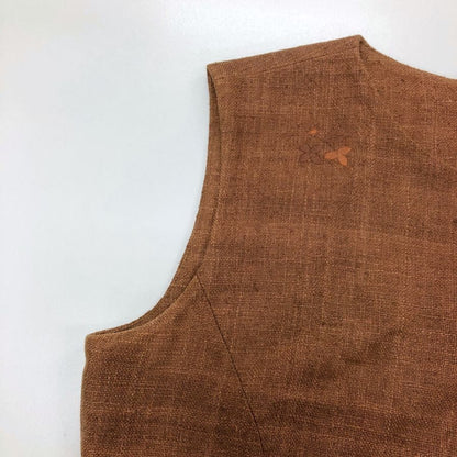 美品◆フォクシー ブティック シルク100 ノースリーブ ひざ丈ワンピース 40サイズ ブラウン FOXEY BOUTIQUE 【AFB45】