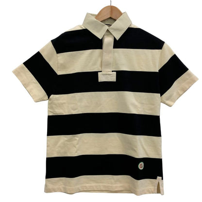 極美品◆グッチ ポロシャツ 645251 XJC6F コットン ボーダー柄 メンズ ベージュ×ブラック サイズS GUCCI 【AFB25】