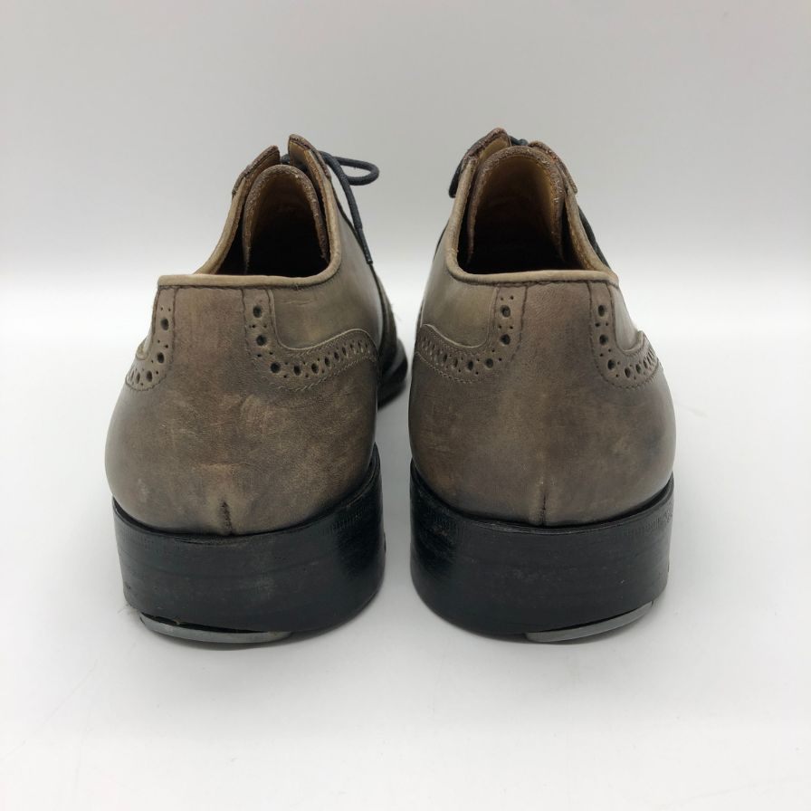 ディメッラ レザーシューズ メダリオン パンチドキャップトゥ カーフ メンズ ベージュ系 サイズUK6 DI MELLA 約25.0cm【PTM】