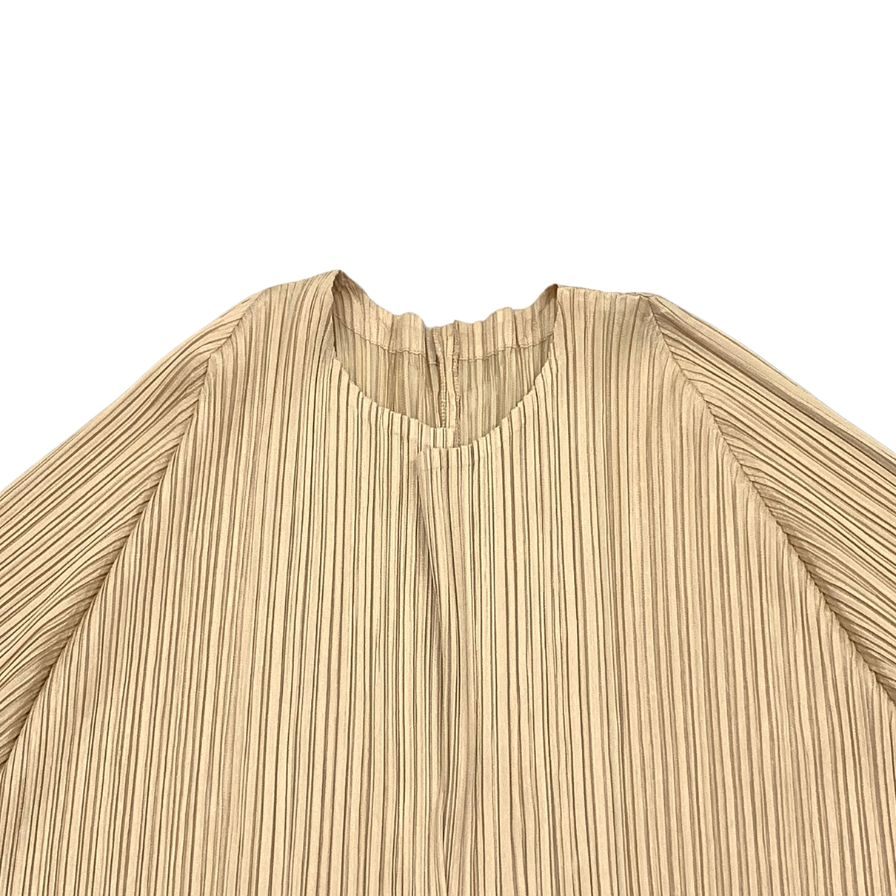 極美品◆プリーツプリーズ イッセイミヤケ プリーツコート PP91-JA163 ベージュ レディース サイズ3 PLEATS PLEASE ISSEY  MIYAKE 【AFB16】