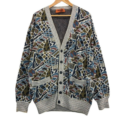 美品◆ミッソーニ ウオモ カーディガン オールド 総柄 ブルー系 メンズ サイズ50 MISSONI UOMO 【AFB33】