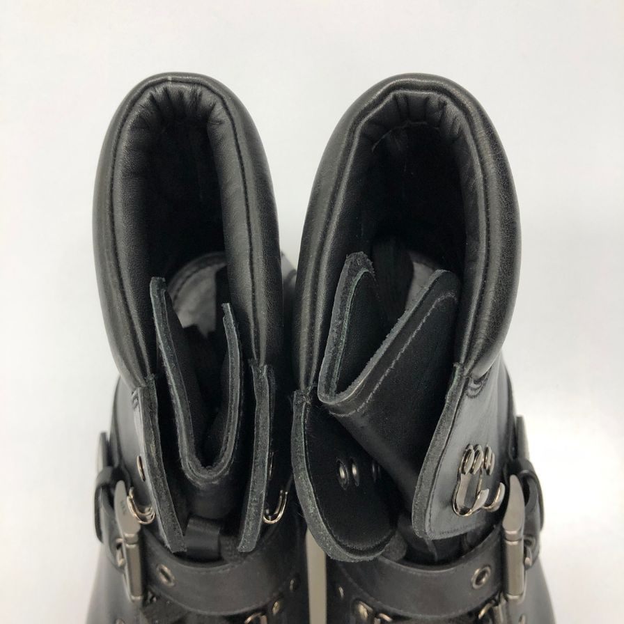 プラダ コンバットブーツ レースアップ ベルト レザー 2T 1882 ブラック メンズ サイズ7.5 PRADA 約26.0cm【AFD15】