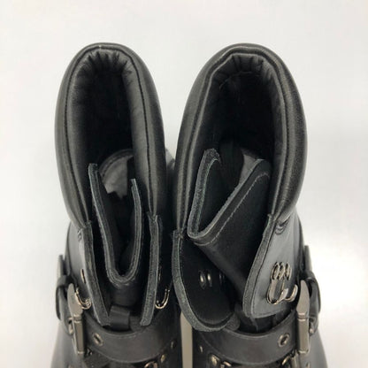 プラダ コンバットブーツ レースアップ ベルト レザー 2T 1882 ブラック メンズ サイズ7.5 PRADA 約26.0cm【AFD15】