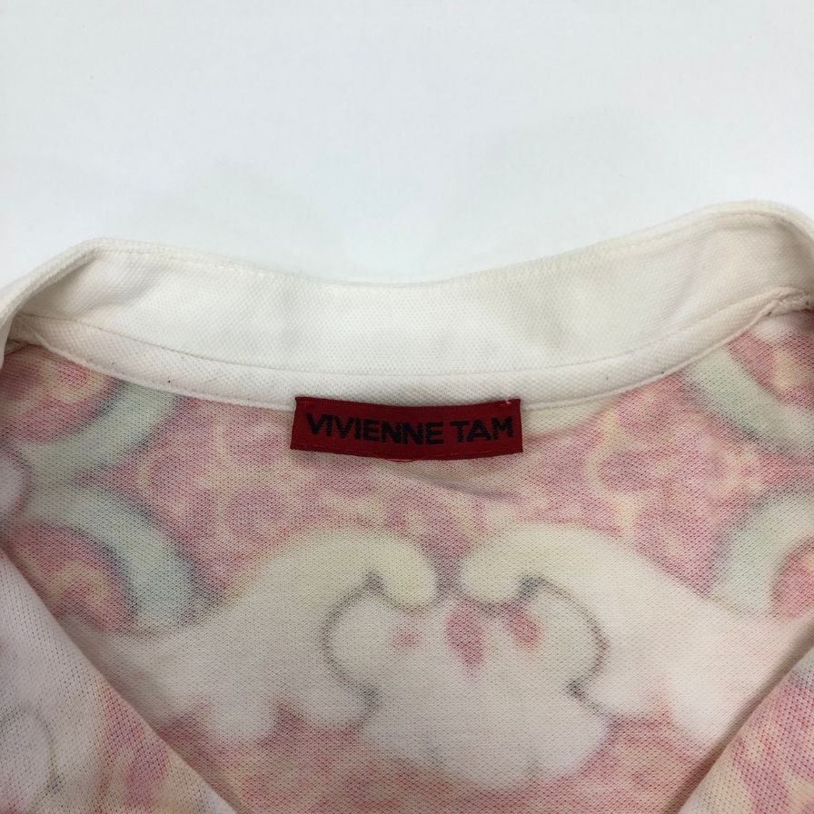 美品◆ヴィヴィアンタム 半袖ワンピース ハーフボタン 総柄 レディース サイズ0 VIVIENNE TAM 【AFB48】