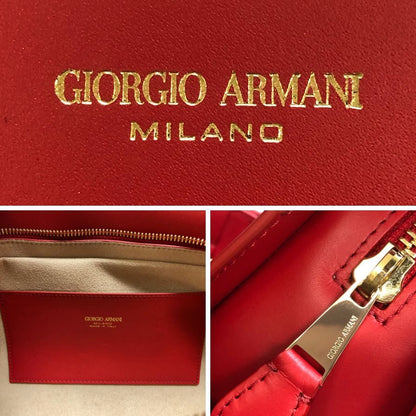 ジョルジオ アルマーニ レザー ショルダーバッグ  レッド GIORGIO ARMANI【AFE12】