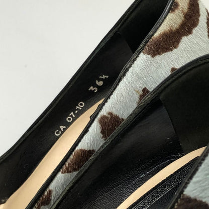 クリスチャン ディオール パンプス レオパード柄 ハイヒール ポニー ファー サイズ36.5 レディース ブルー系 Christian Dior 約23.5cm【AFC45】