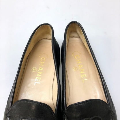 シャネル ローファー ココマーク ラムスキン ブラック レディース サイズ37 CHANEL 約24.0cm【AFC29】