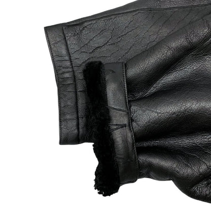 美品◆リックオウエンス レザー ブルゾン ショートスリーブ ラム ムートン レデイース RP13F07022 サイズ42  ブラック Rick Owens 【AFA13】