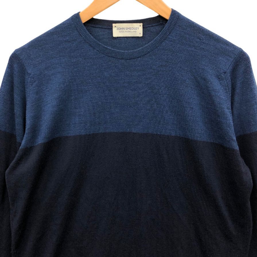 JOHN SMEDLEY 長袖セーター ネイビー/アイボリー 中古◇ジョンスメドレー セーター クルーネック ニット ウール
