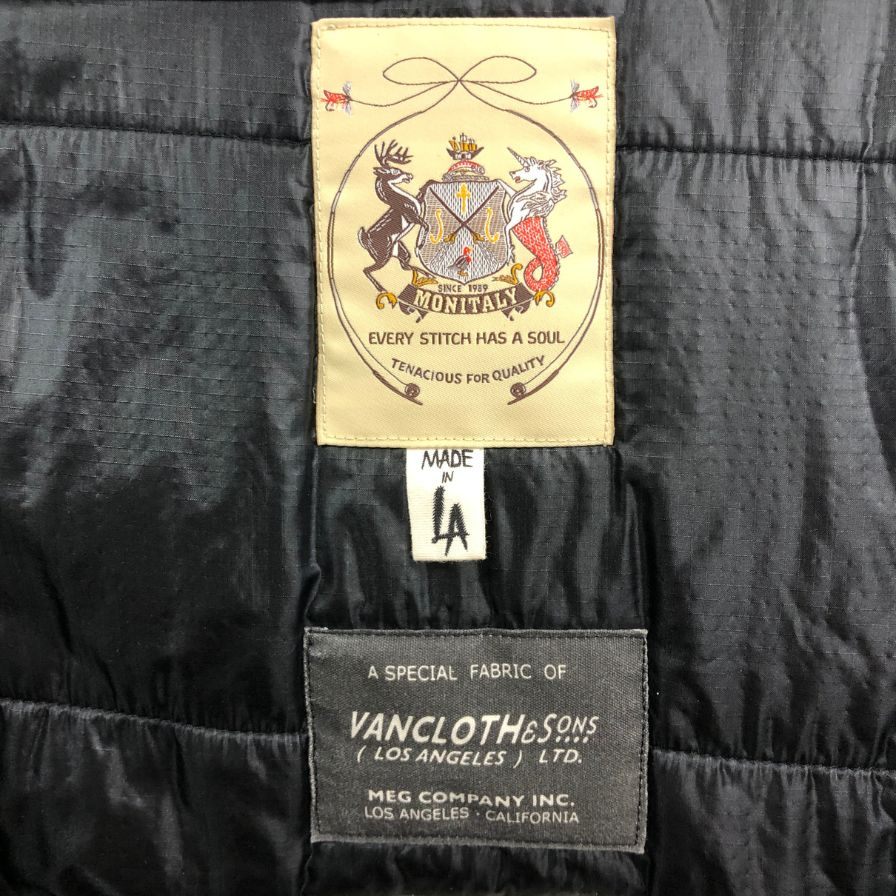 中古◆モニタリー ジップアップコート 中綿 vancloth&WSONS ブラック メンズ サイズ38 MONITALY 【AFA4】