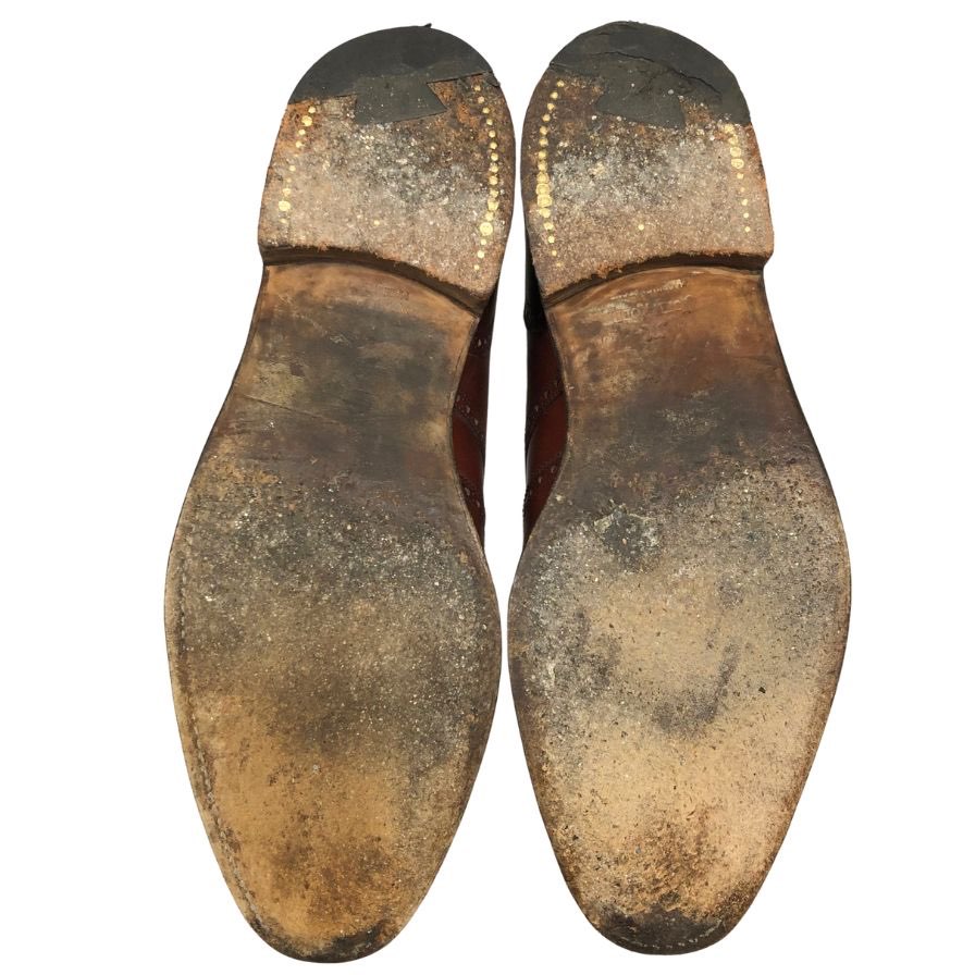ジョンロブ レザーシューズ ダービー ウイングチップ カーフ ブラウン サイズ7.5 JOHN LOBB 約26.0cm【AFC46】