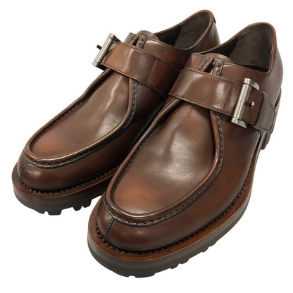 プラダ シングルモンク Uチップ メンズ ブラウン サイズ 9 PRADA 約27.0cm【AFD12】