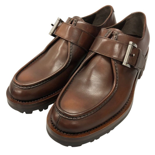 プラダ シングルモンク Uチップ メンズ ブラウン サイズ 9 PRADA 約27.0cm【AFD12】