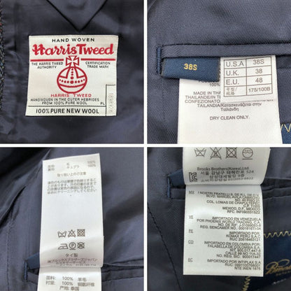 極美品◆ブルックスブラザーズ テーラードジャケット ハリスツイード  ウール メンズ ネイビー系 サイズ38S BROOKS BROTHERS 【AFB28】