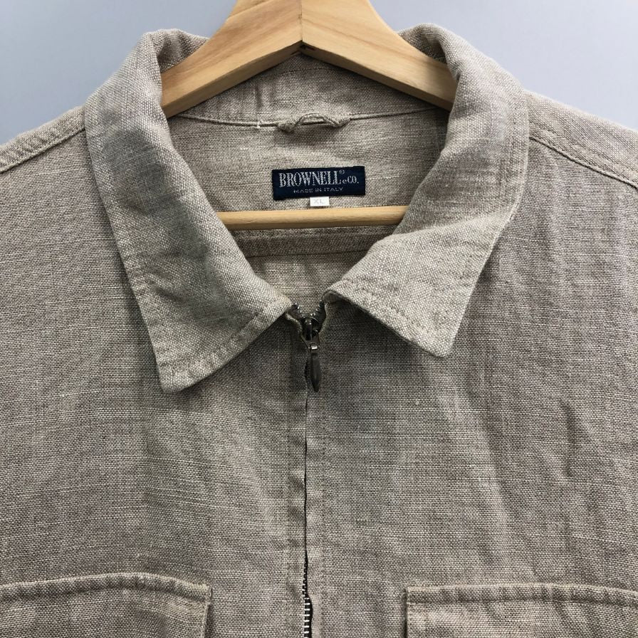 美品◆ブラウネル社製 ヴィンテージ  ジップブルゾン リネン MADE IN ITALY サイズXL ベージュ BROWNELL 【AFB2】