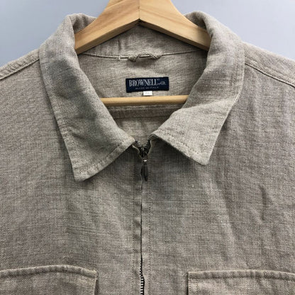 美品◆ブラウネル社製 ヴィンテージ  ジップブルゾン リネン MADE IN ITALY サイズXL ベージュ BROWNELL 【AFB2】