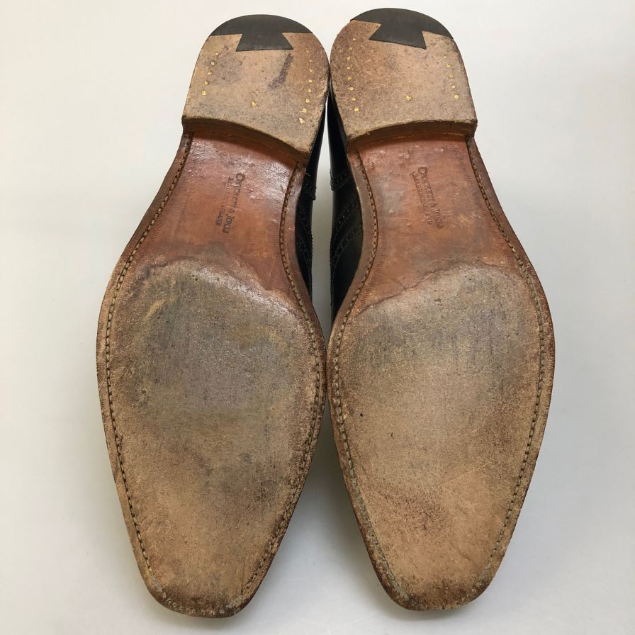 クロケット&ジョーンズ ウィングチップ ドラモンド カーフ ブラック サイズUK8E CROCKETT&JONES DRUMMOND ビジネスシューズ 約26.5cm【LA】【中古】