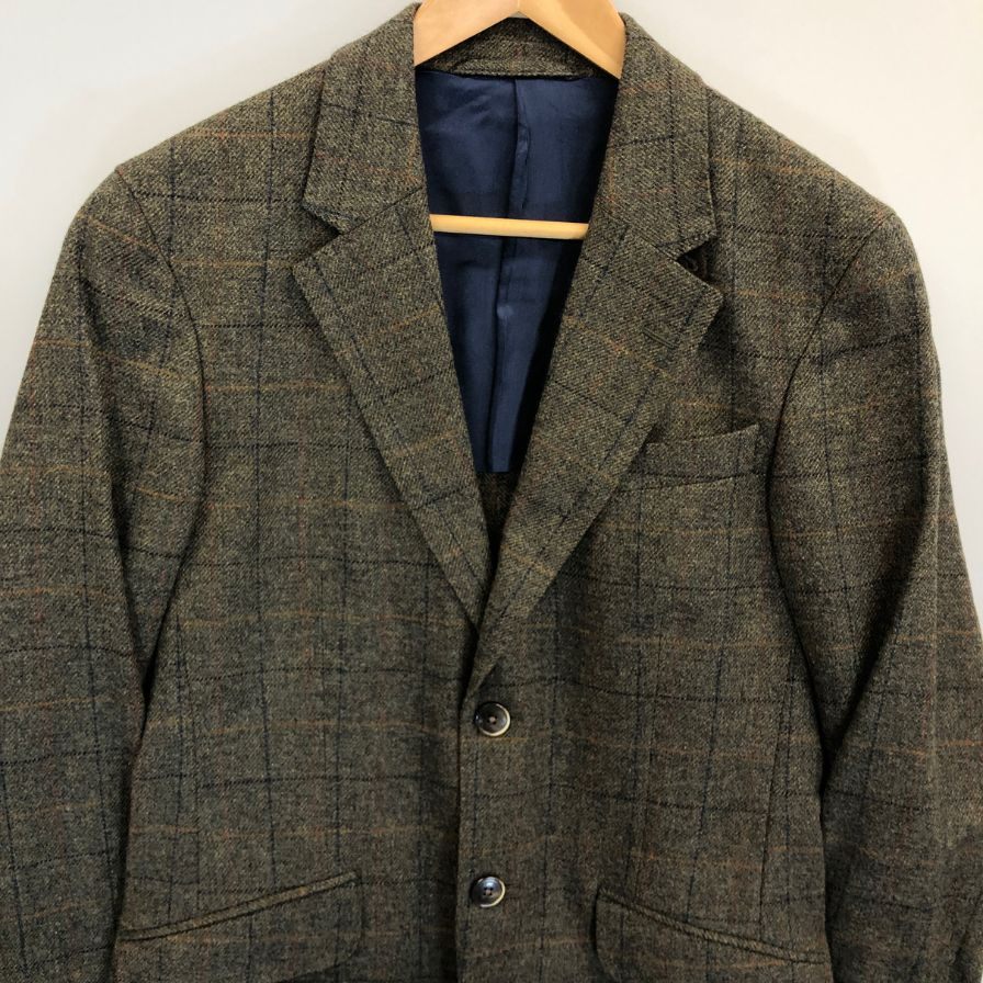 極美品◆ハケットロンドン  テーラードジャケット ウール 羊毛 チェック柄 グレー系 サイズ34R/44R HACKETT LONDON 【AFA1】