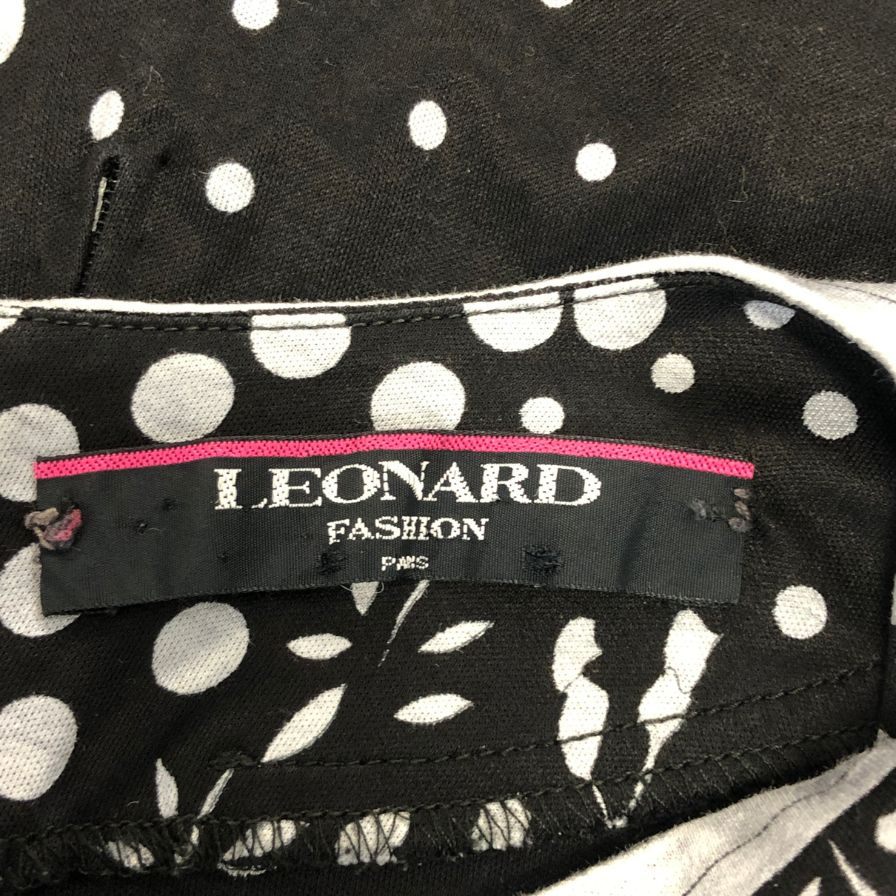 美品◆レオナール ワンピース モノトーン 総柄 レディース サイズL LEONARD 【AFB3】