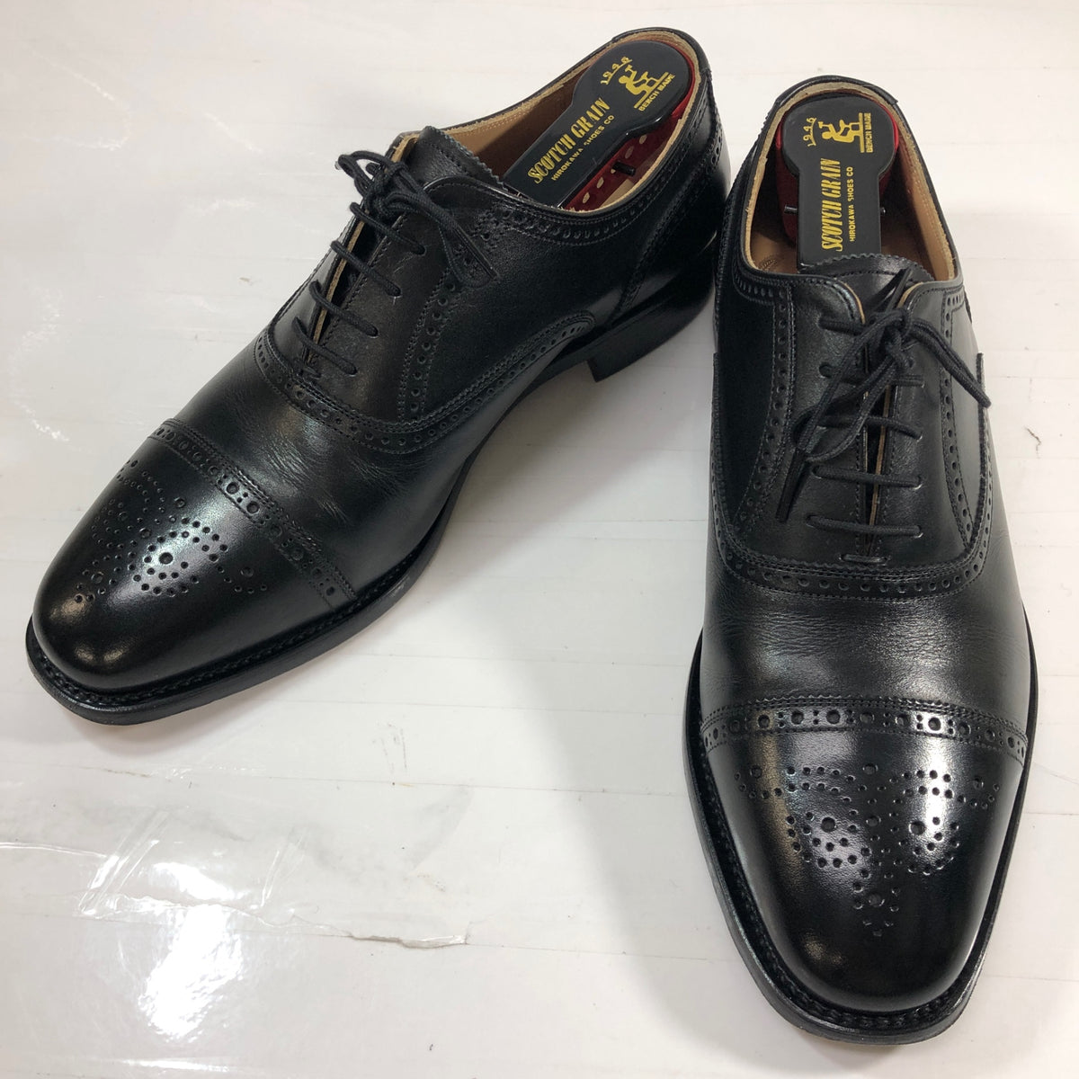 スコッチグレイン レザーシューズ 3520 セミブロ―フ カーフ ブラック メンズ サイズ25.5EEE SCOTCH GRAIN 約25.5cm【AFC31】