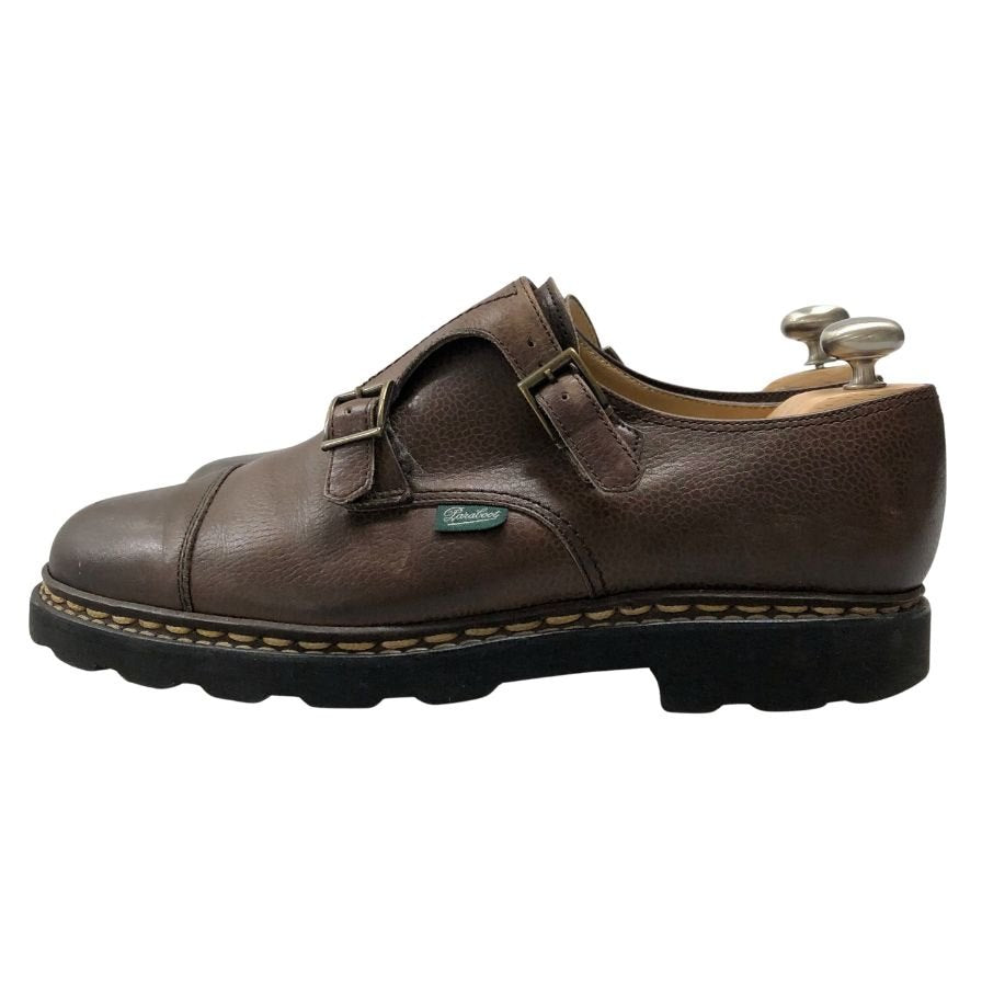 パラブーツ ウィリアム ダブルモンク グレインレザー コニャック メンズ サイズ7 Paraboot ビジネスシューズ 約25.5cm【LA】【中古】
