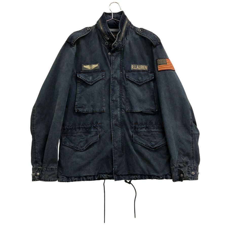 美品◆ポロ ラルフローレン 国内正規 フィールドジャケット M65 ヴィンテージ加工 ワッペン付 メンズ サイズL ネイビー Polo Ralph Lauren 【AFF19】
