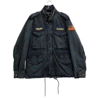 美品◆ポロ ラルフローレン 国内正規 フィールドジャケット M65 ヴィンテージ加工 ワッペン付 メンズ サイズL ネイビー Polo Ralph Lauren 【AFF19】