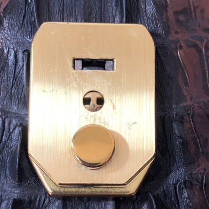ノーブランド クロコ型押し ハンドバッグ ゴールド金具 ブラック【AFE5】