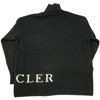 美品◆モンクレール ハイネックニット ロゴ刺繍 LUPETTO TRICOT ウール カシミヤ混 レディース サイズL ブラック Moncler 【AFB8】