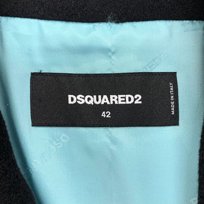 極美品◆ディースクエアード Aライン コート ビッグ ビジューボタンレディース サイズ42 ブラック Dsquared2 【AFA18】