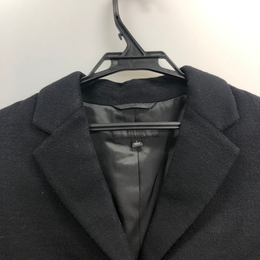 美品◆ユニクロ メンズ コート カシミヤ ブラック サイズL UNIQLO 【AFB4】