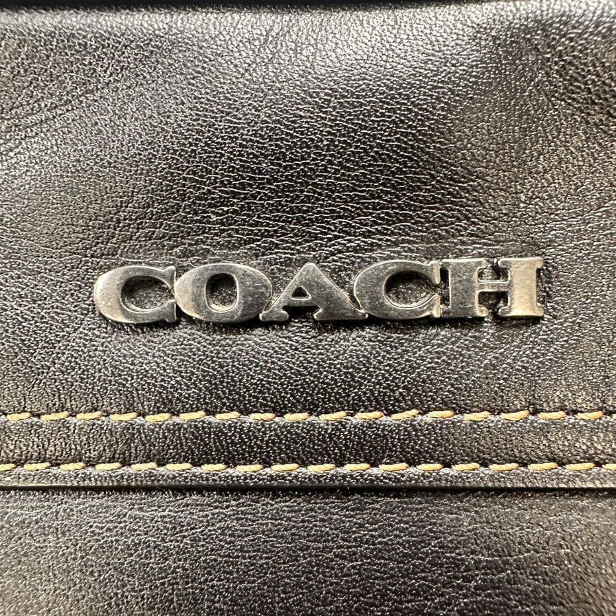 コーチ ショルダーポーチ レザー ロゴ ファスナー ブラック COACH【AFE6】