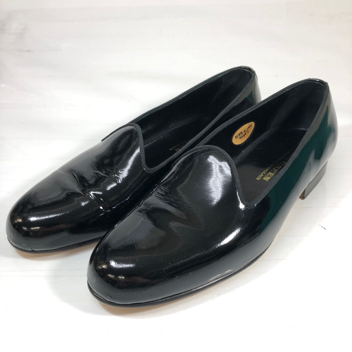 エドワードグリーン スリッポン アルバート パテントレザー ブラック メンズ サイズ8E 389ラスト EDWARD GREEN ALBERT 約26.0cm【AFD3】
