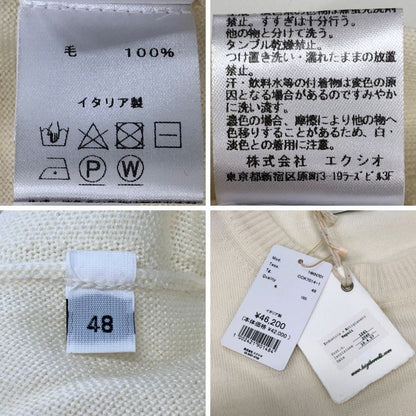新品同様◆ルイジボレッリ ナポリ ニット ウール ハイゲージ セーター クルーネック サイズ46 メンズ ホワイト Luigi Borrelli Napoli 【AFB36】