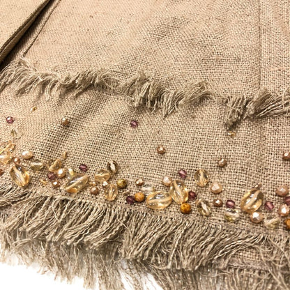 美品◆フォクシー ブティック ワンピース シルク フリンジ 装飾 デザイン ノースリーブ 22529 ベージュ レディース サイズ40 FOXEY BOUTIQUE 【AFB35】