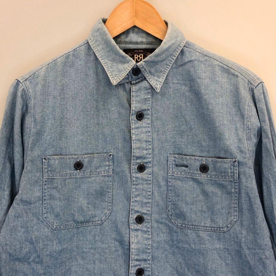美品◆ダブルアールエル ラルフローレン 90S デニムシャツ ブルー系 メンズ サイズXS RRL RALPH LAUREN 【AFB1】