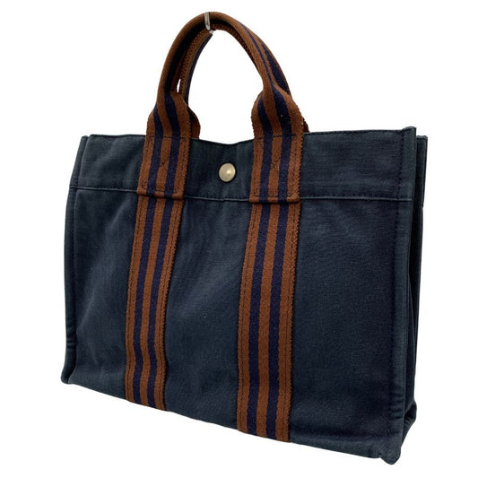 エルメス ハンドバッグ フールトゥー PM キャンバス ハンドバッグ レディース ネイビー HERMES【AFE6】