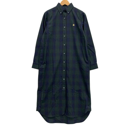 極美品◆ブルックスブラザーズ シャツ  ワンピース 長袖 チェック レディース サイズ4 グリーン系  BROOKS BROTHERS 【AFB45】